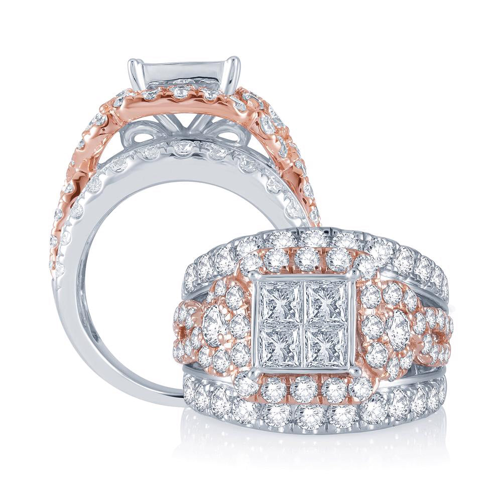 4.00 ct Diamond Bridal Ring in 14K Gold