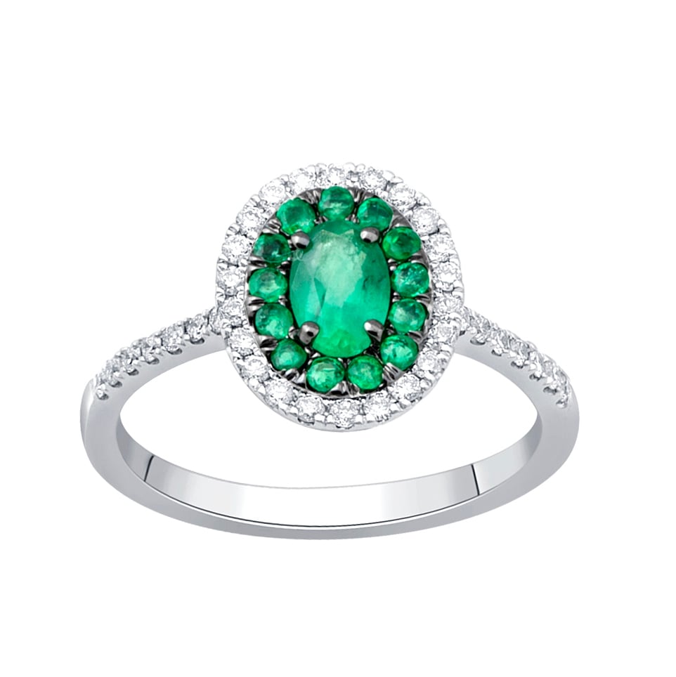 0.28 ct Emerald & Diamond Ring in 14K Gold