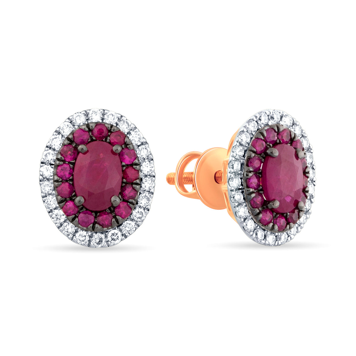 0.35 ct Ruby & Diamond Earrings in 14K Gold