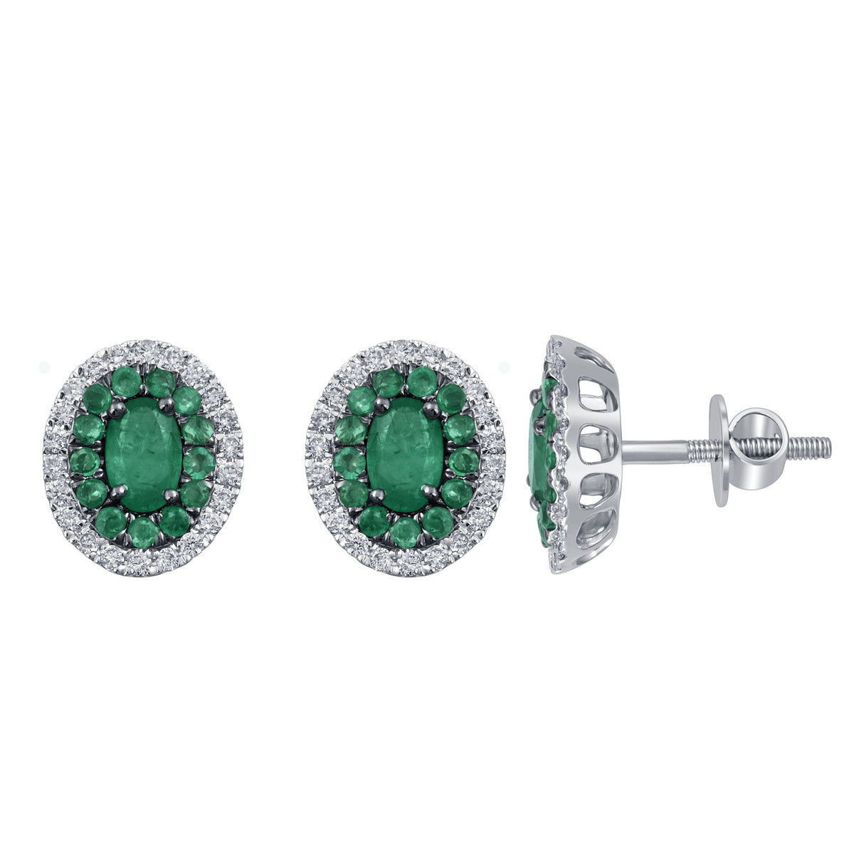 0.35 ct Emerald & Diamond Earrings in 14K Gold