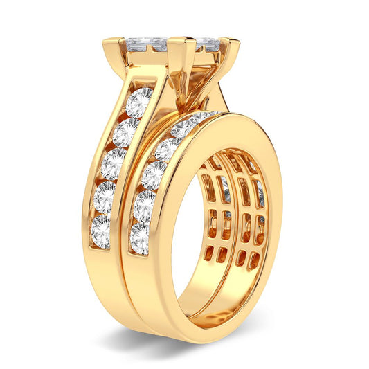 3.02 ct Diamond Bridal Ring in 14K Gold