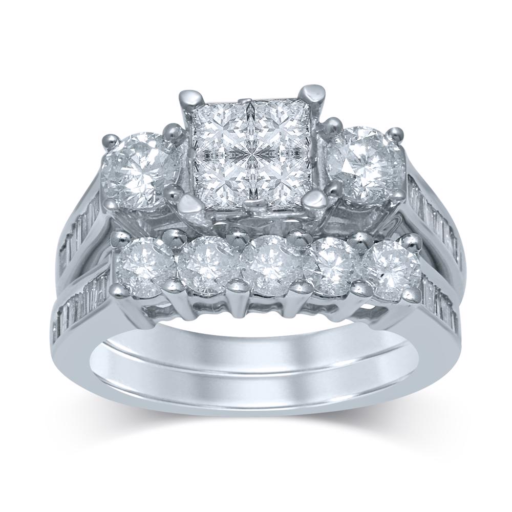 3.03 ct Diamond Bridal Ring in 14K Gold