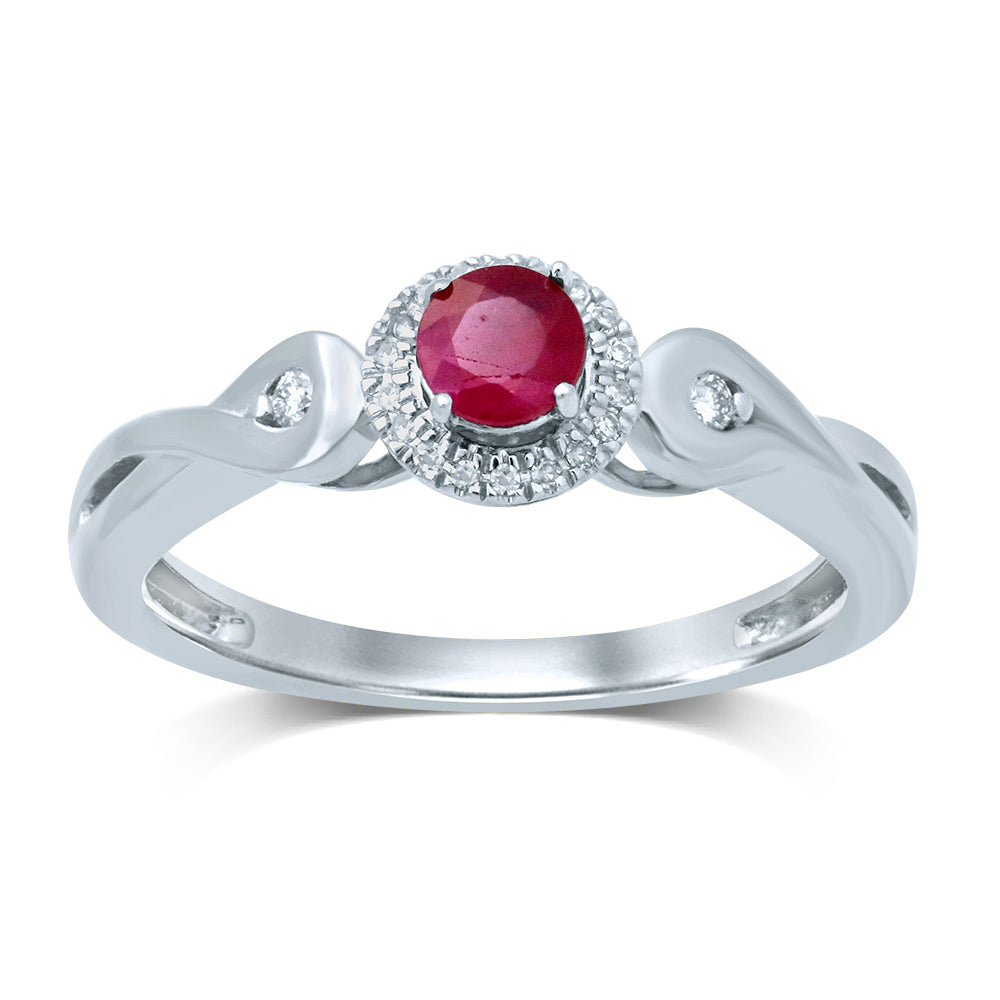 0.06 ct Ruby & Diamond Ring in 14K Gold