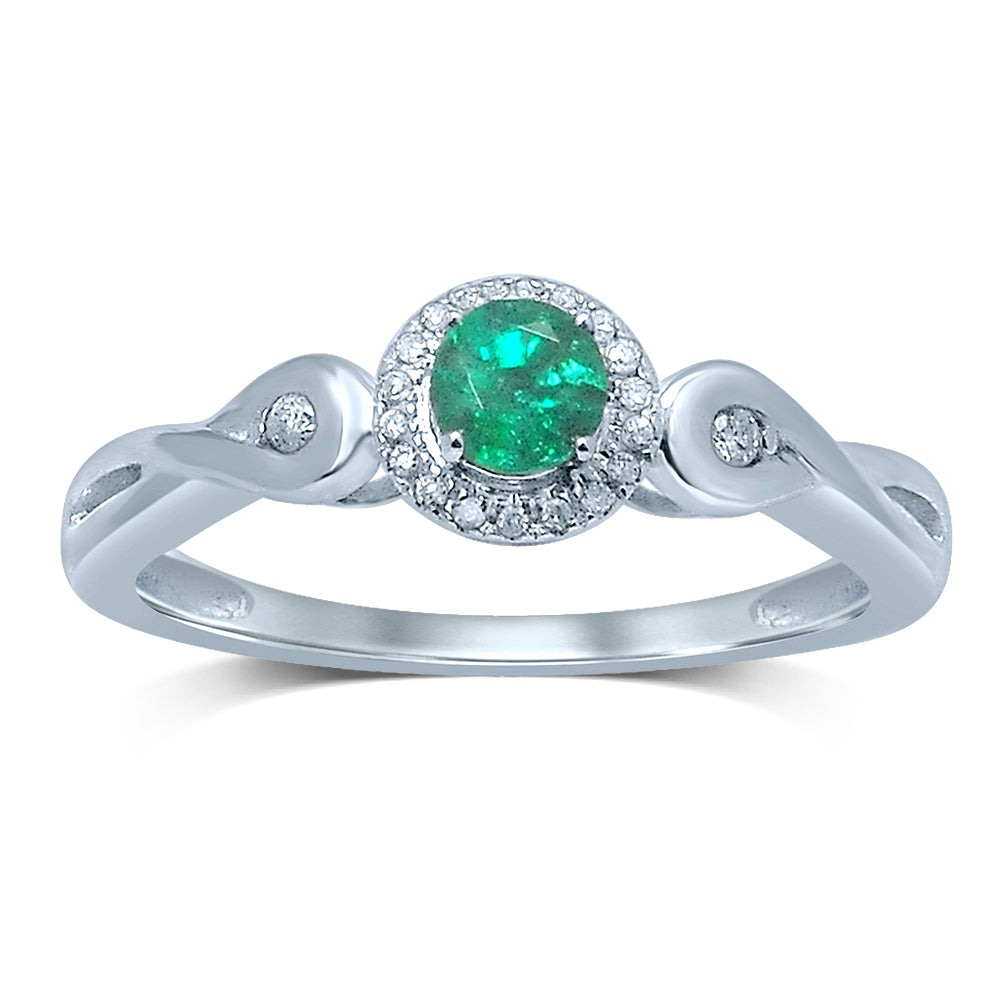 0.06 ct Emerald & Diamond Ring in 14K Gold