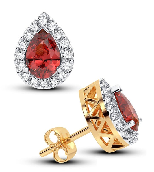 0.18 ct Ruby & Diamond Earrings in 14K Gold