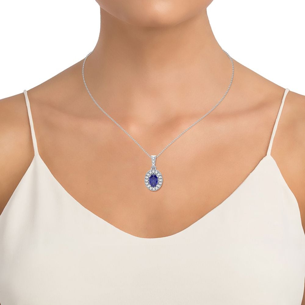 0.35 ct Sapphire & Diamond Pendant in 14K Gold