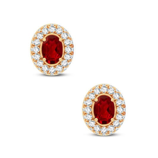 0.56 ct Ruby & Diamond Earrings in 14K Gold