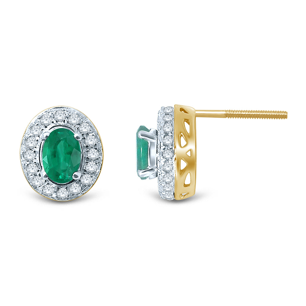 0.56 ct Emerald & Diamond Earrings in 14K Gold