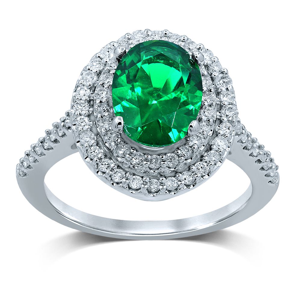 0.10 ct Emerald & Diamond Ring in 14K Gold