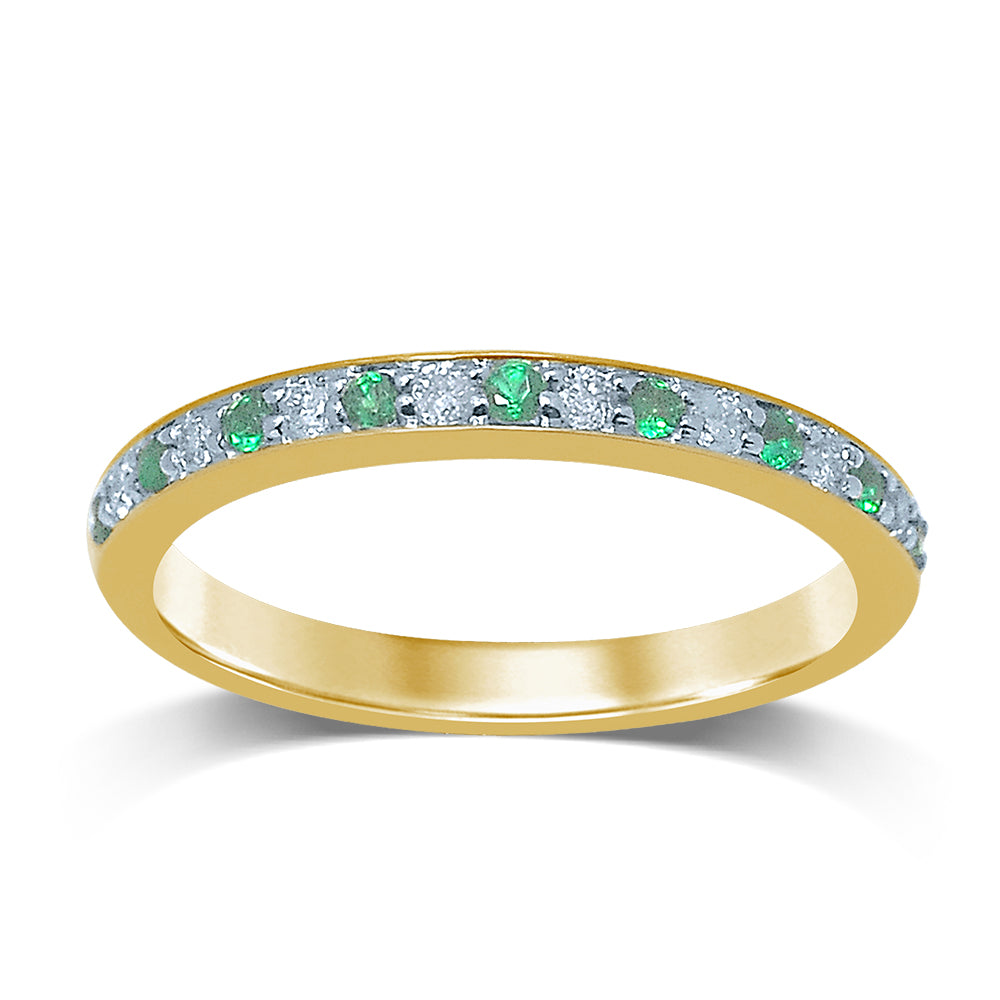 0.12 ct Emerald & Diamond Band in 14K Gold