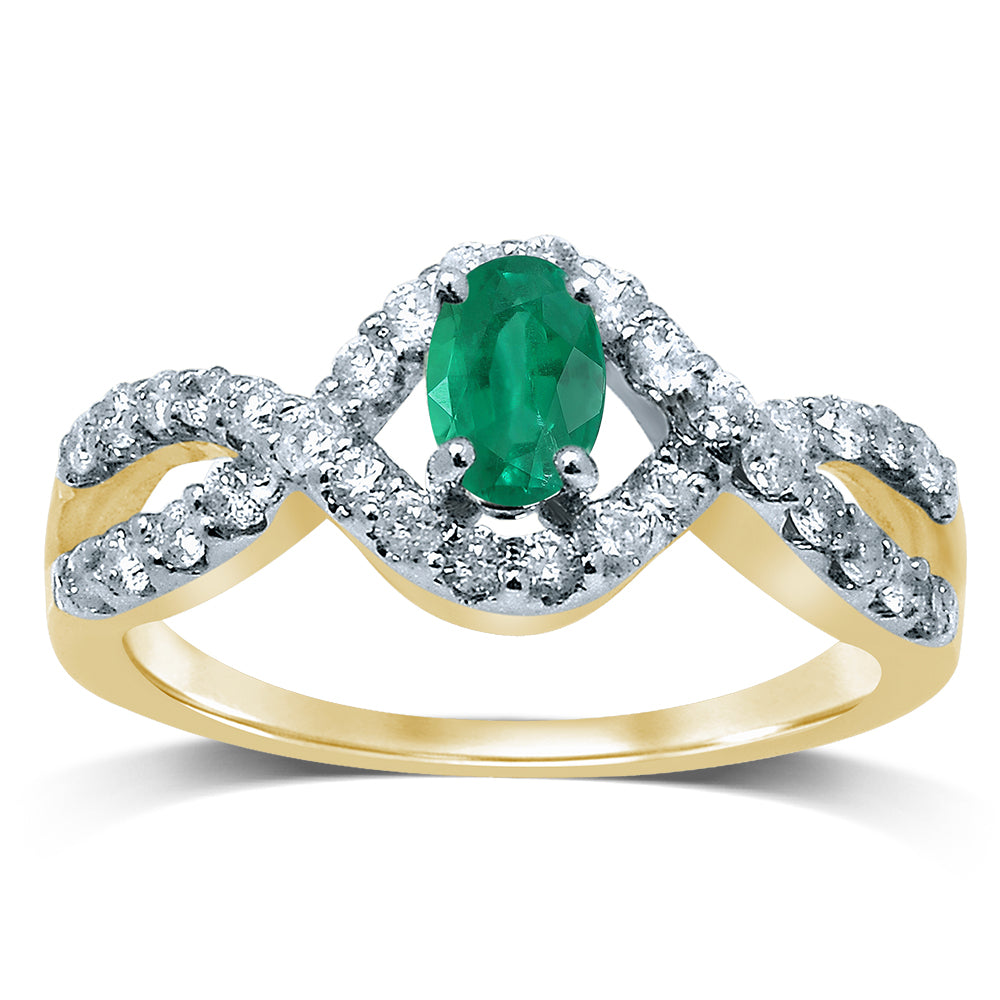 0.50 ct Emerald & Diamond Ring in 14K Gold