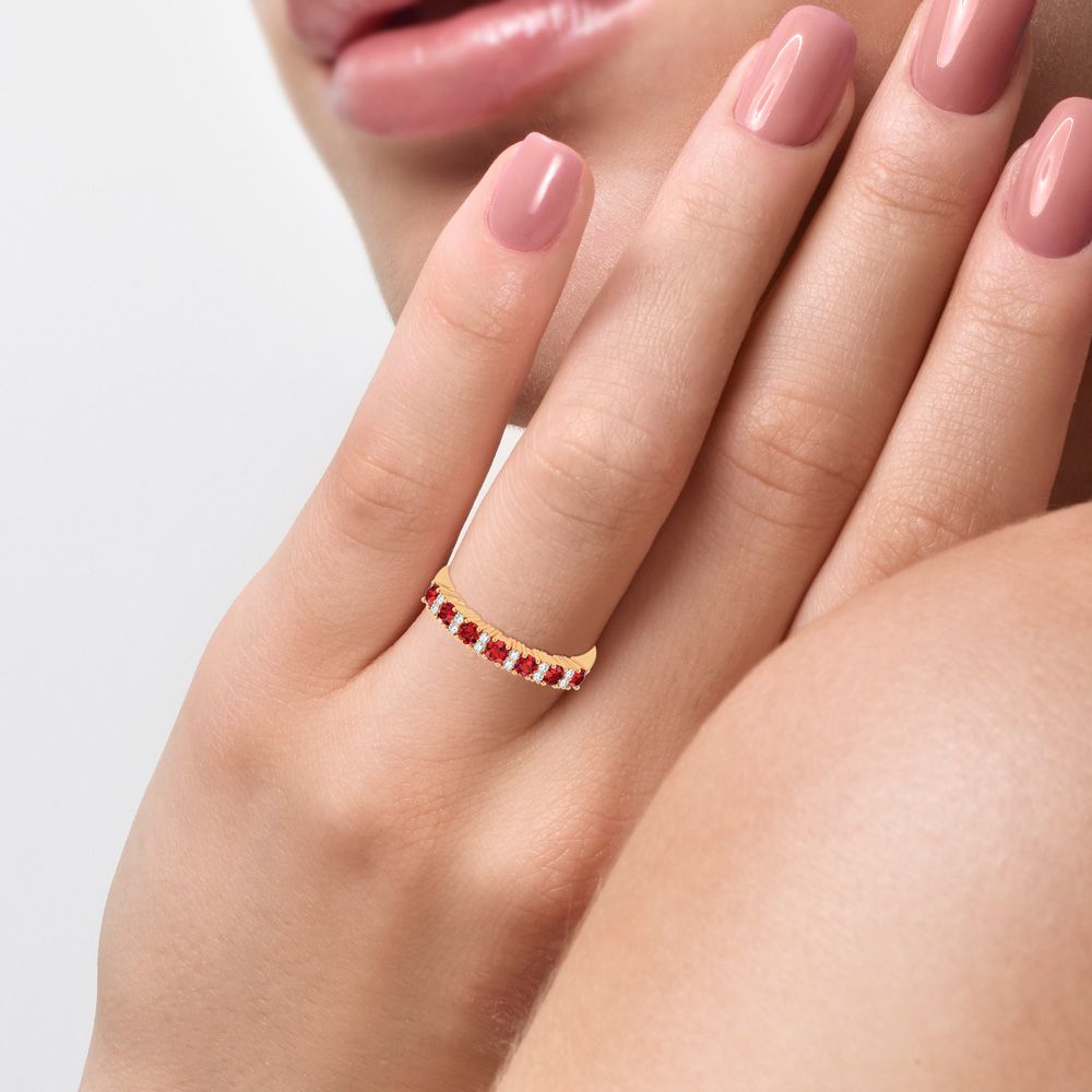 0.10 ct Ruby & Diamond Band in 14K Gold
