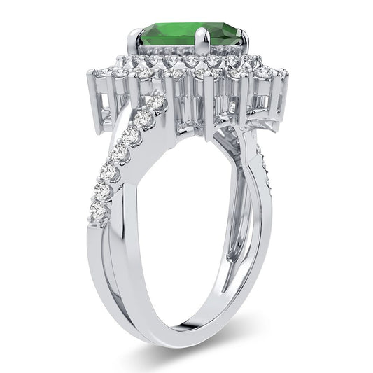 0.70 ct Emerald & Diamond Ring in 14K Gold