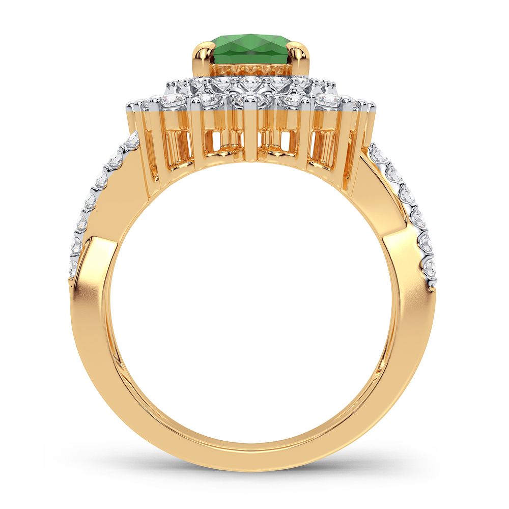 0.70 ct Emerald & Diamond Ring in 14K Gold