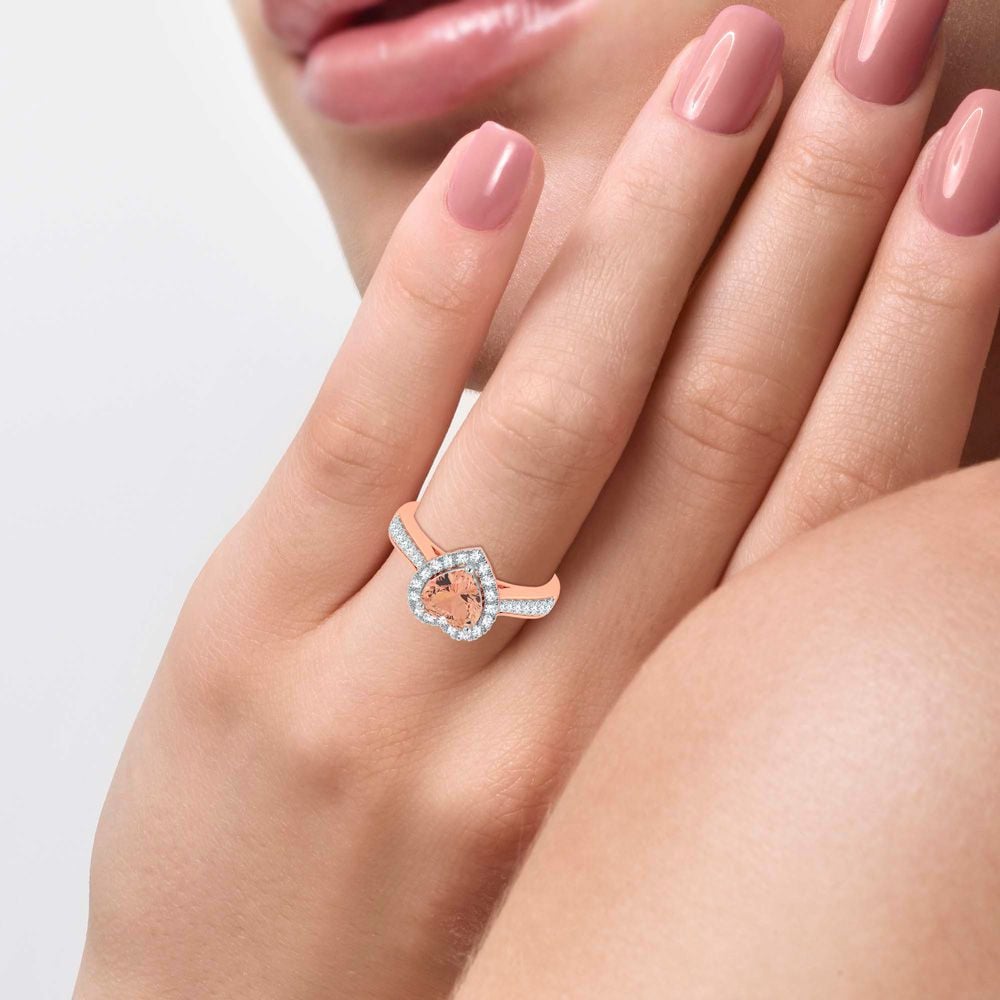 0.33 ct Morganite & Diamond Ring in 14K Gold