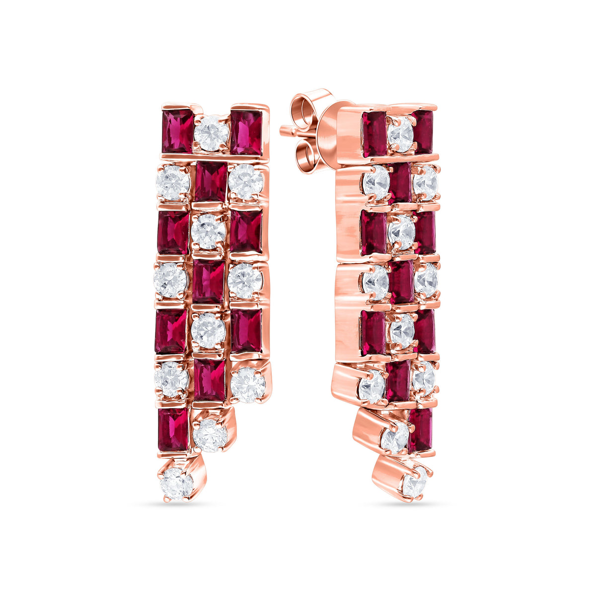 1.21 ct Ruby & Diamond Earrings in 14K Gold