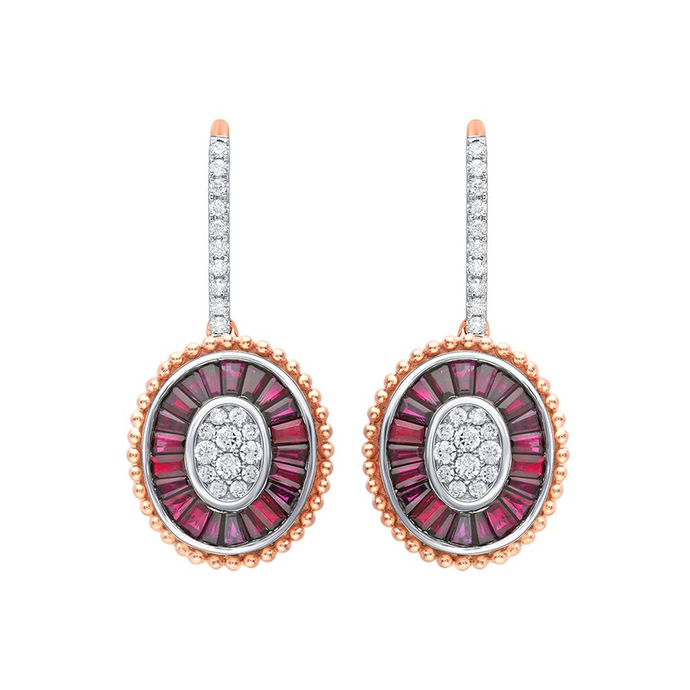 0.48 ct Ruby & Diamond Earrings in 14K Gold