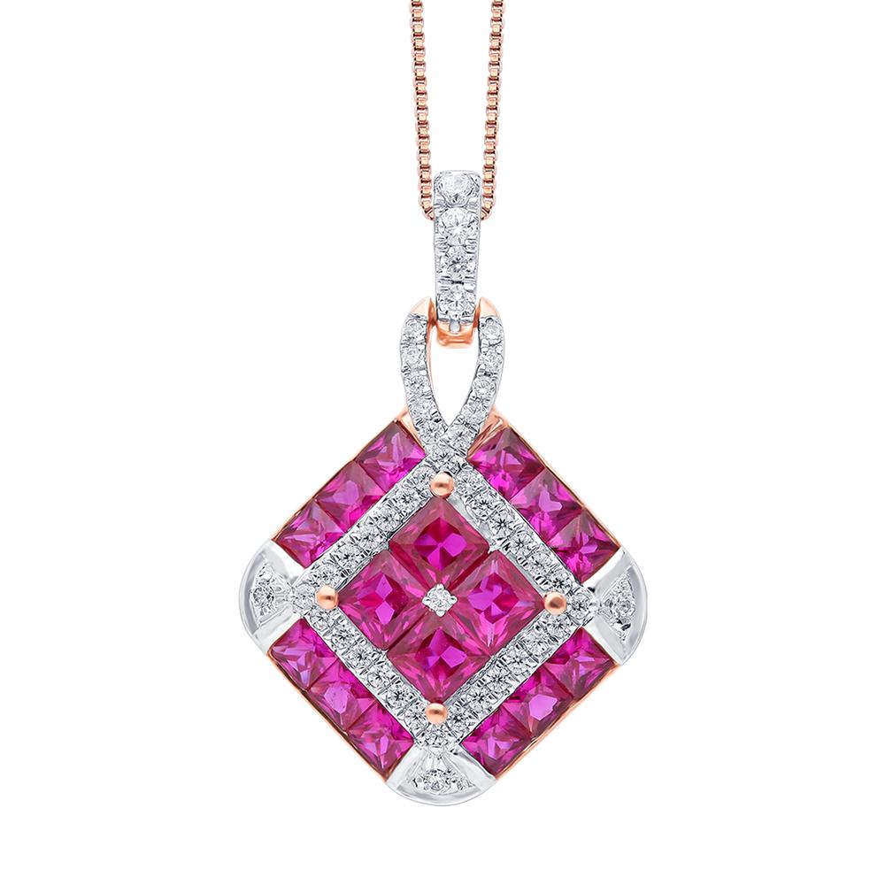 0.22 ct Ruby & Diamond Pendant in 14K Gold