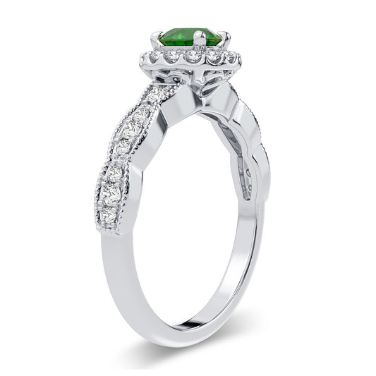 0.28 ct Emerald & Diamond Ring in 14K Gold