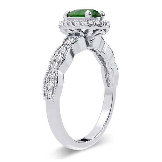 0.28 ct Emerald & Diamond Ring in 14K Gold