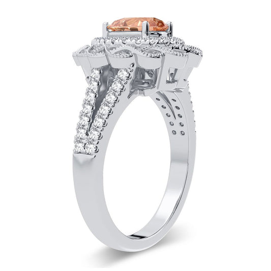 0.40 ct Morganite & Diamond Ring in 14K Gold