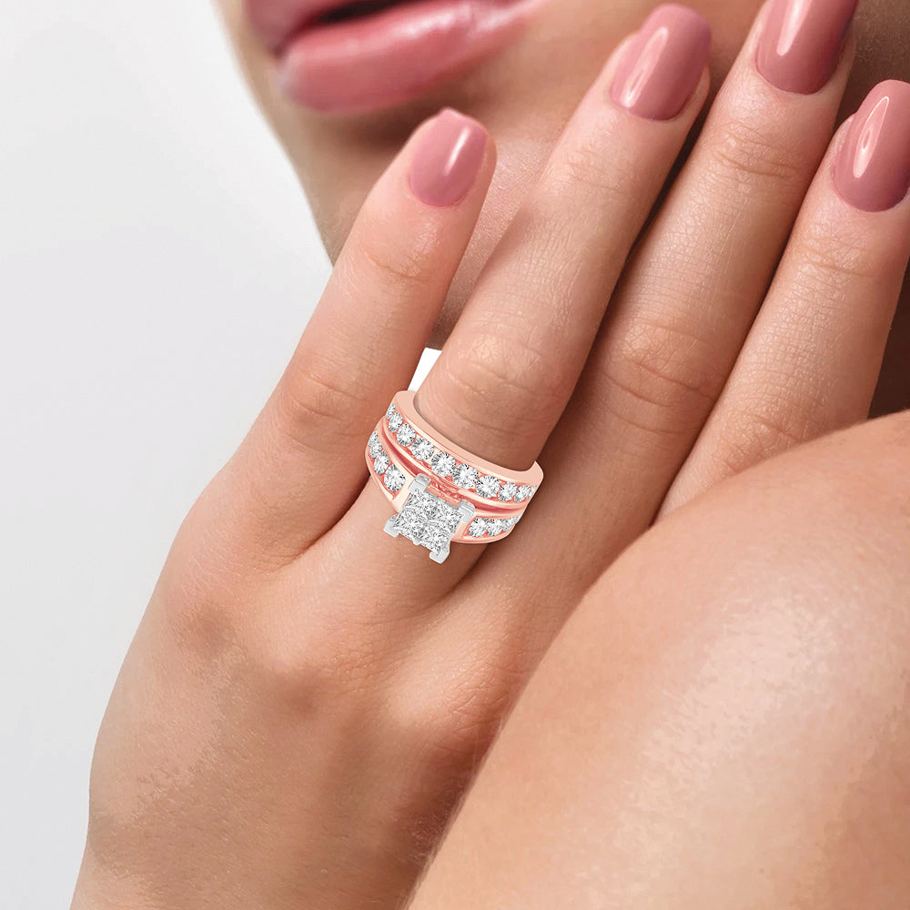 3.00 ct Diamond Bridal Ring in 14K Gold