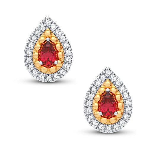 0.20 ct Diamond & Gemstone Earrings in 14K Gold