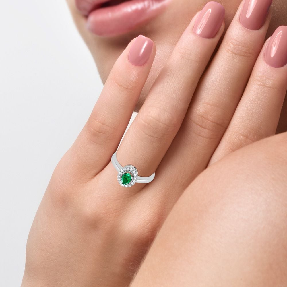 0.15 ct Emerald & Diamond Ring in 10K Gold