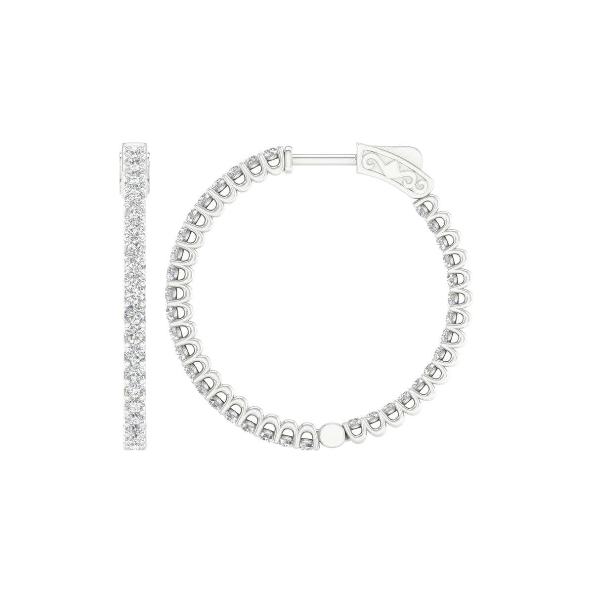 14K 2.00CT Lab Diamond Hoop Earring