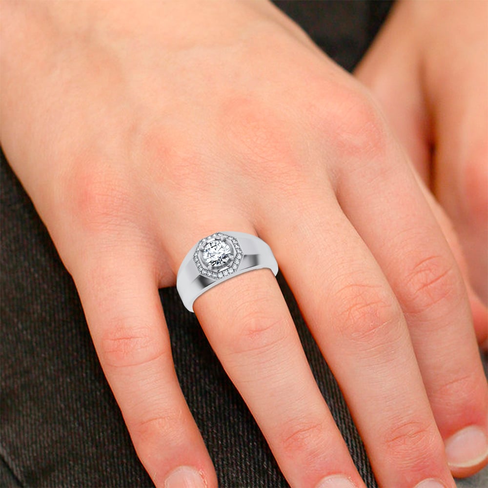1.12 ct Men's Lab Grown Diamond Ring in 14K Gold