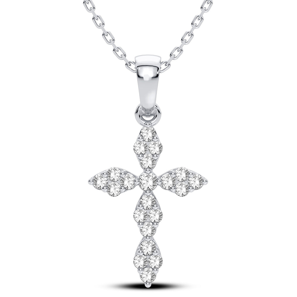 14K 0.25 CT Lab Grown Diamond Cross Pendant