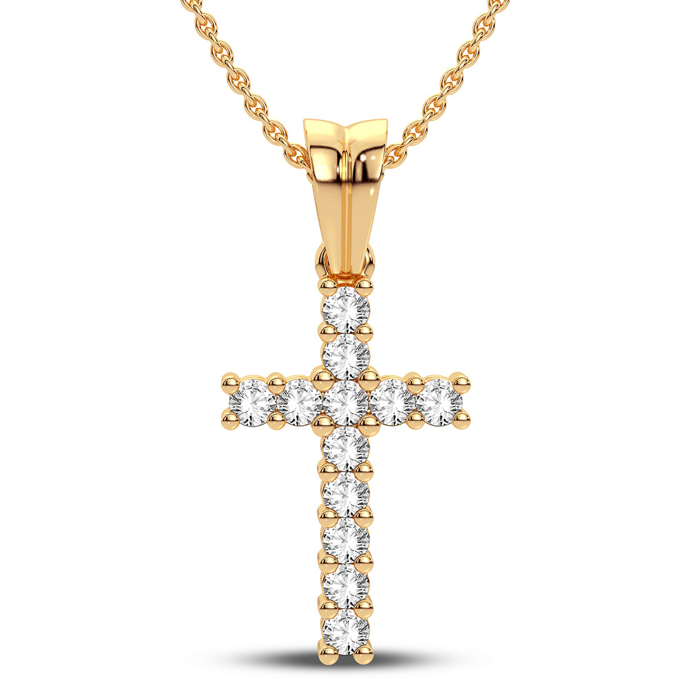 14K 0.25 CT Lab Grown Diamond Cross Pendant