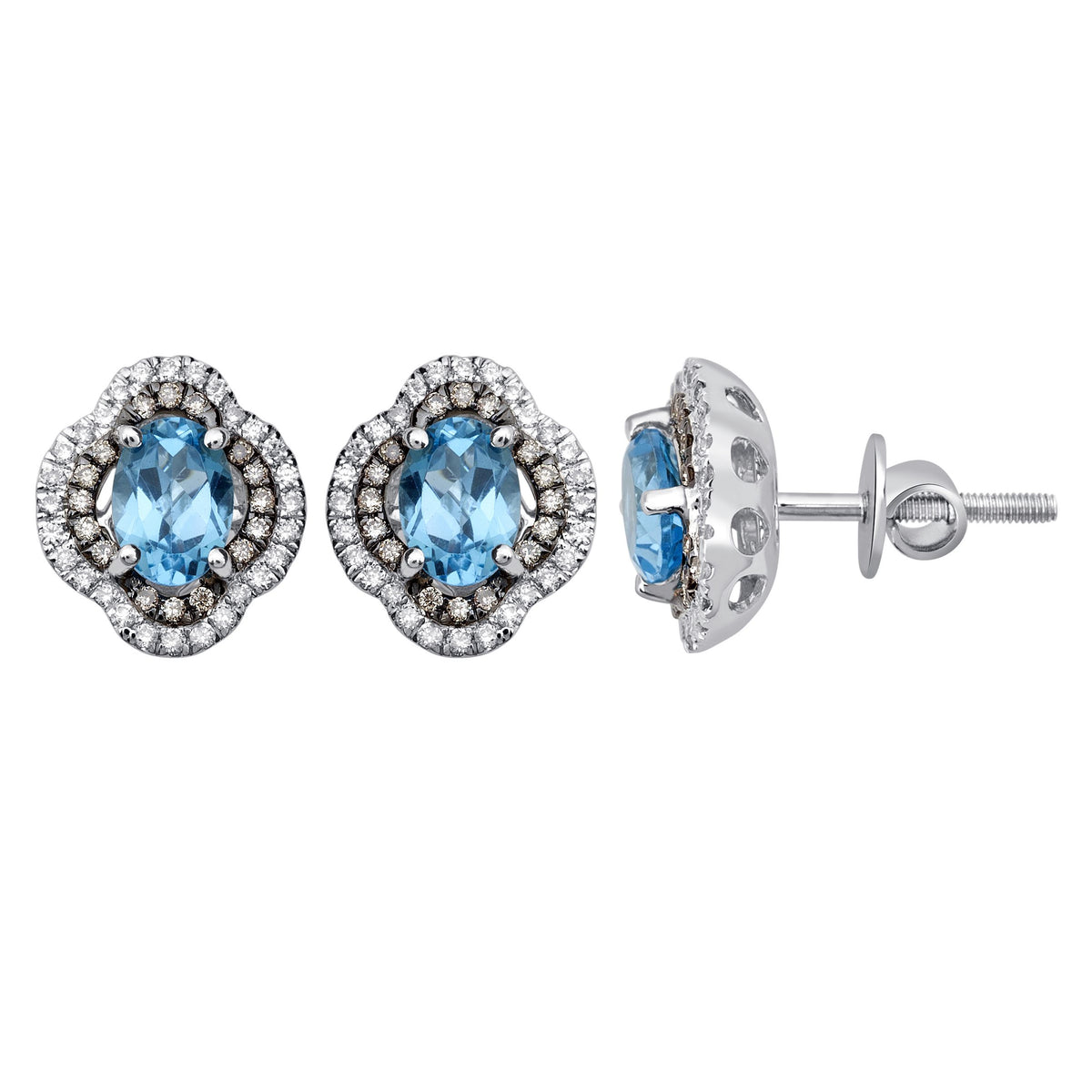 0.46 ct Topaz & Diamond Earrings in 18K Gold