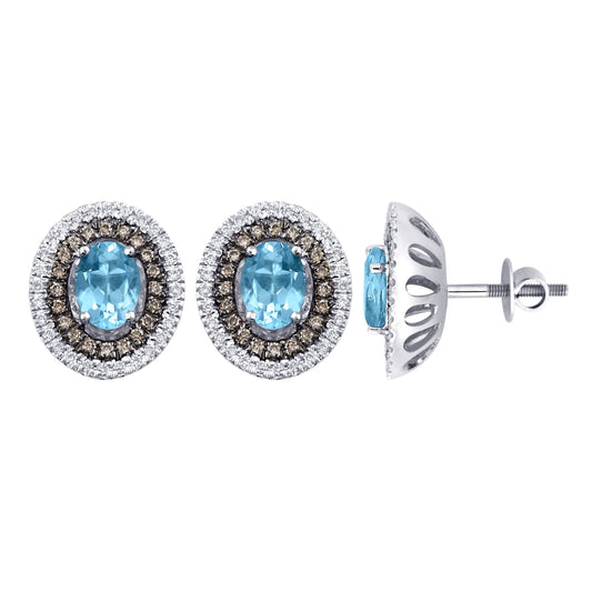 0.52 ct Topaz & Diamond Earrings in 18K Gold