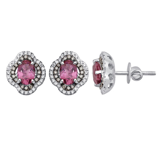 0.47 ct Tourmaline & Diamond Earrings in 18K Gold