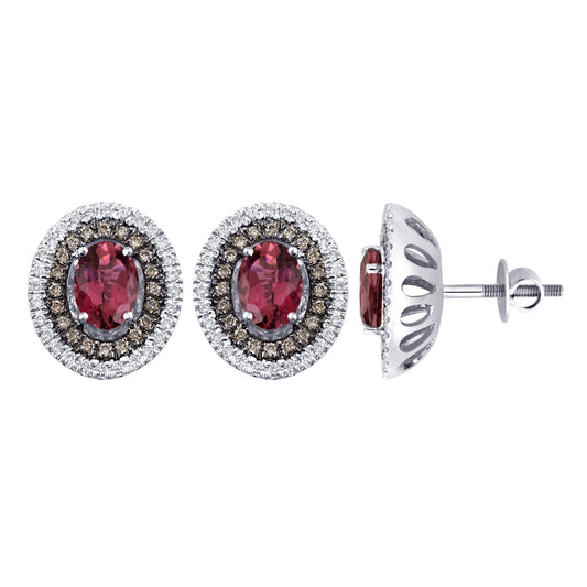 0.52 ct Tourmaline & Diamond Earrings in 18K Gold