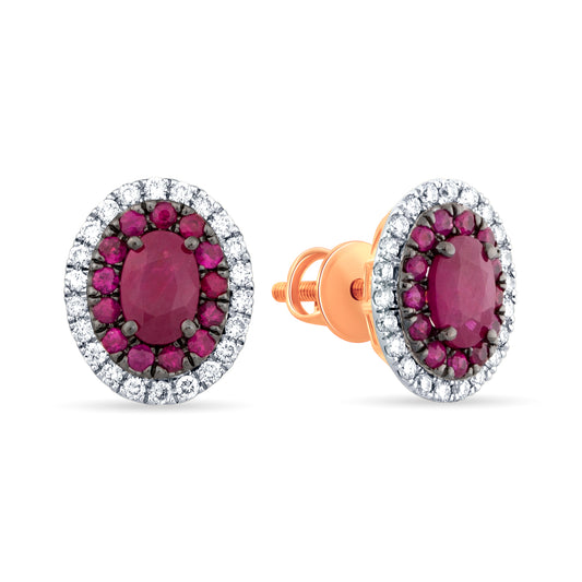 0.35 ct Ruby & Diamond Earrings in 14K Gold