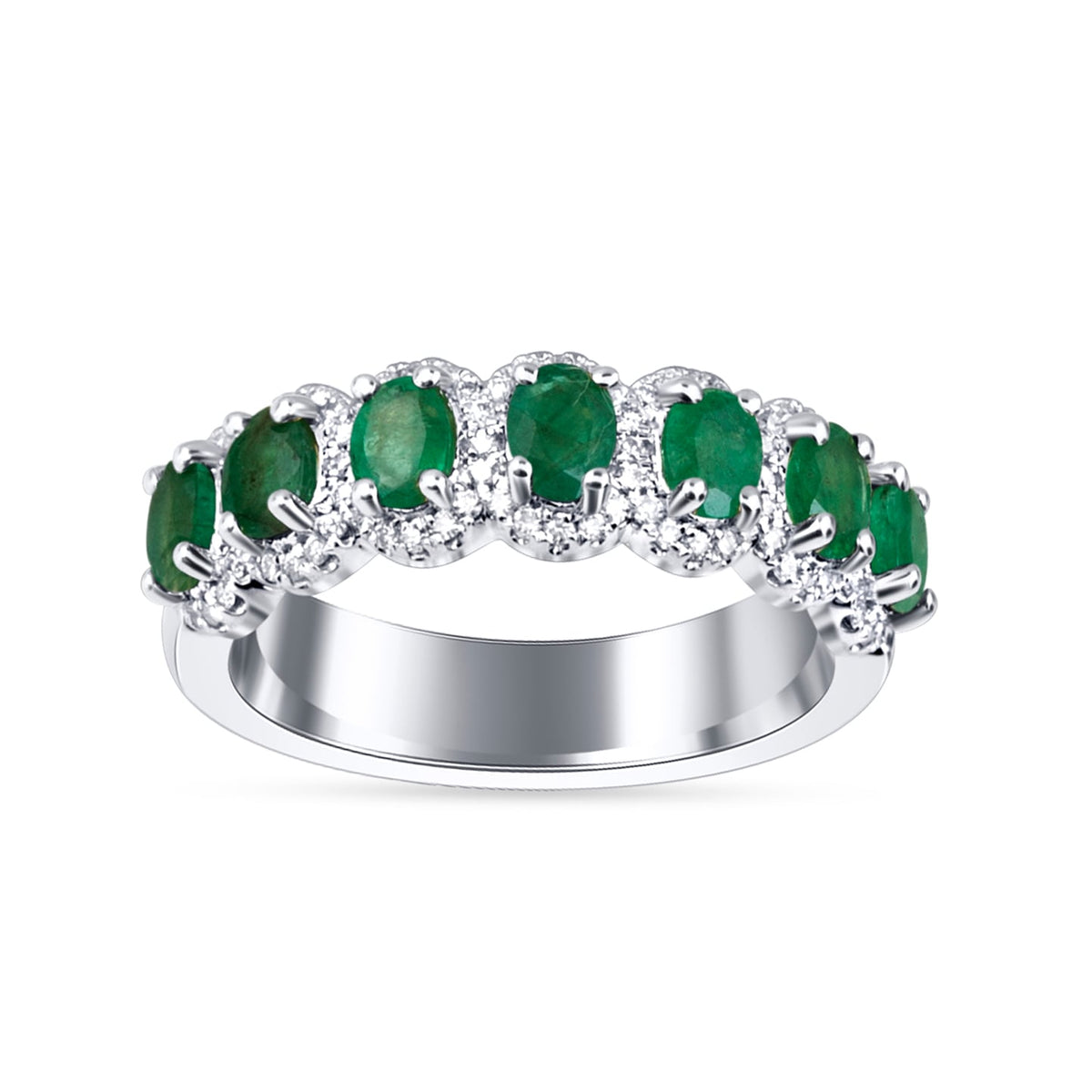 0.24 ct Emerald & Diamond Band in 14K Gold