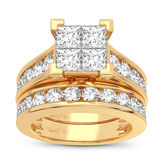 3.02 ct Diamond Bridal Ring in 14K Gold