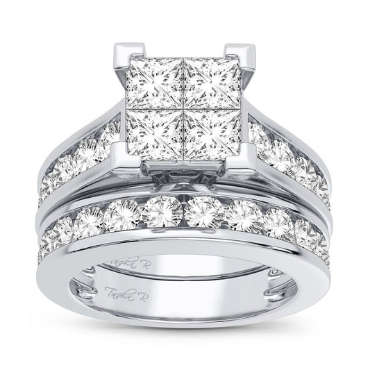 3.02 ct Diamond Bridal Ring in 14K Gold