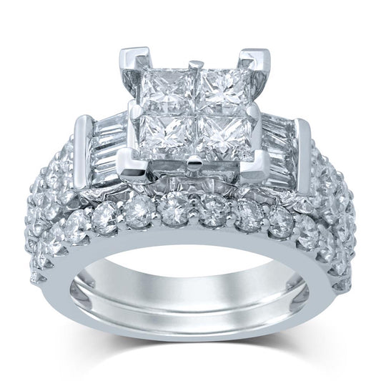 3.88 ct Diamond Bridal Ring in 14K Gold