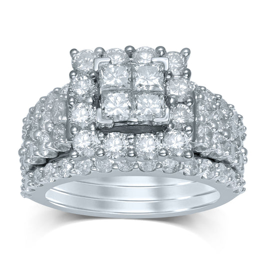 3.94 ct Diamond Bridal Ring in 14K Gold