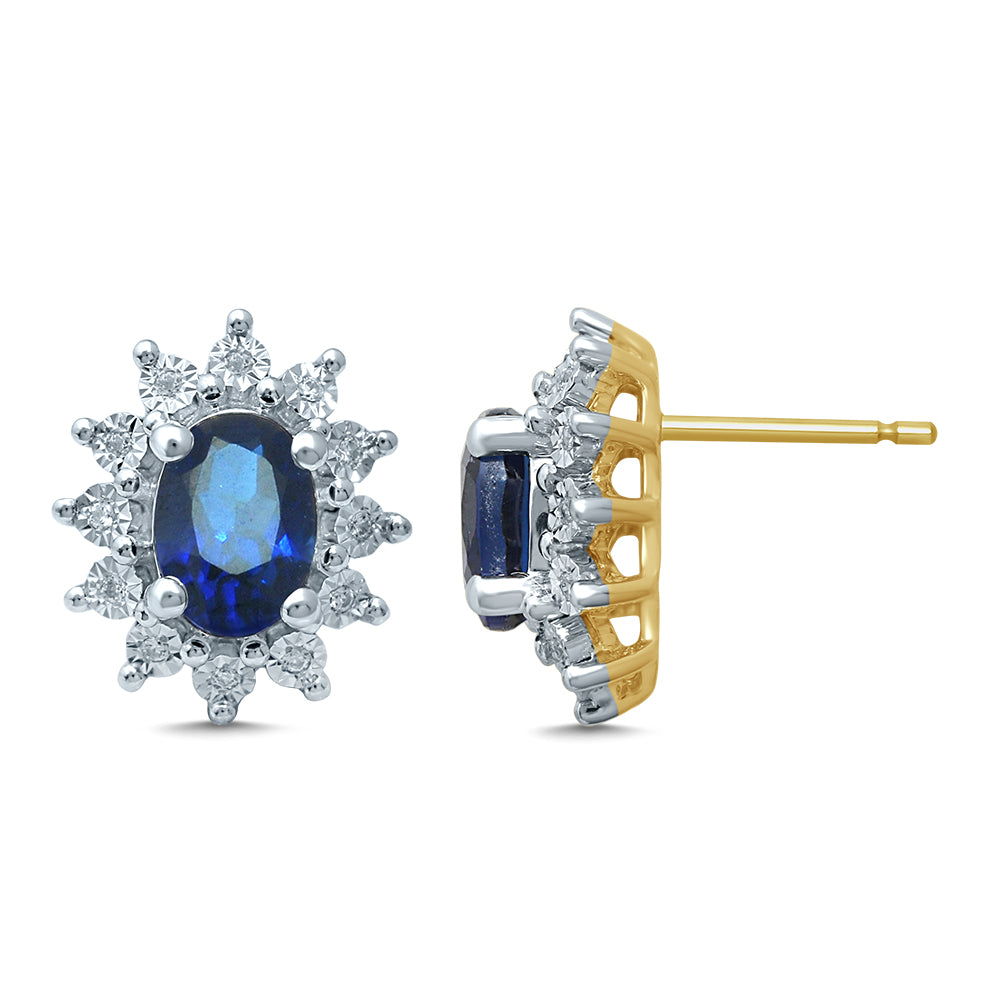 0.10 ct Sapphire & Diamond Earrings in 14K Gold