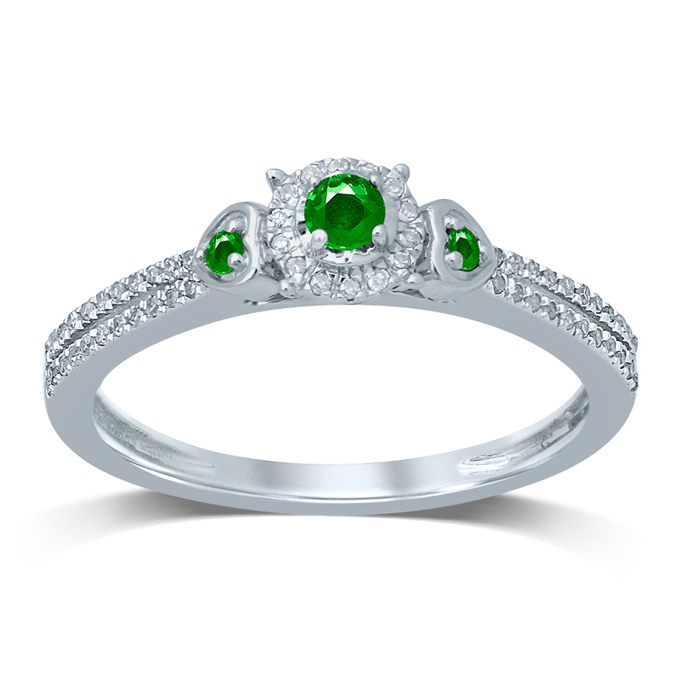 0.12 ct Emerald & Diamond Ring in 14K Gold