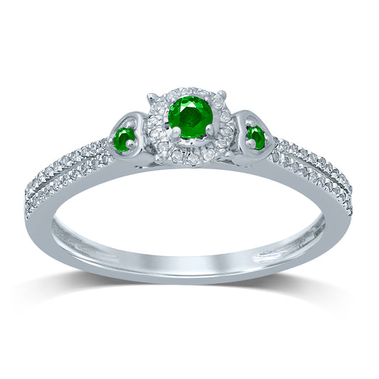 0.12 ct Emerald & Diamond Ring in 14K Gold