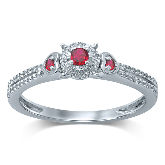 0.12 ct Ruby & Diamond Ring in 14K Gold