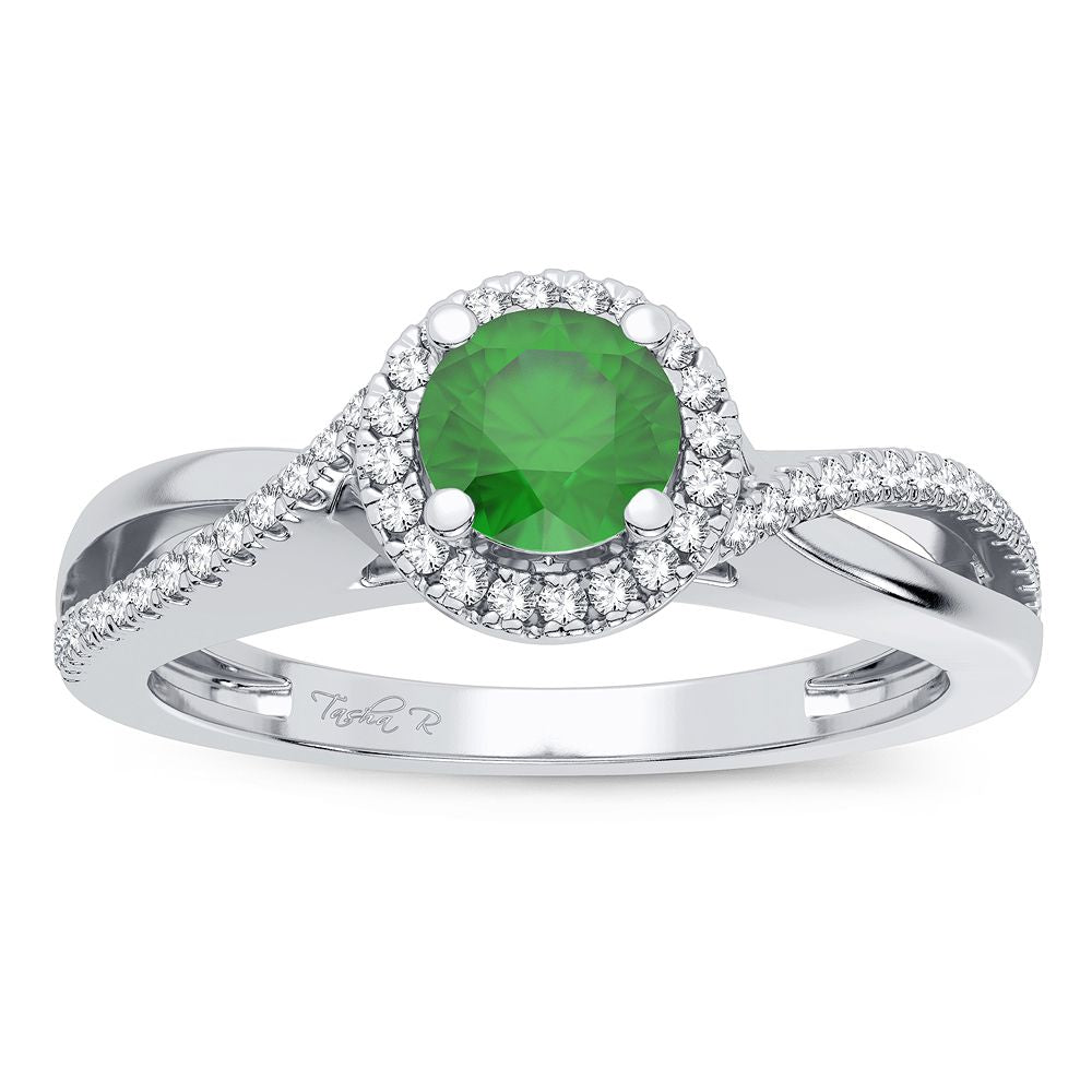 0.10 ct Emerald & Diamond Ring in 14K Gold