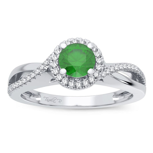 0.10 ct Emerald & Diamond Ring in 14K Gold