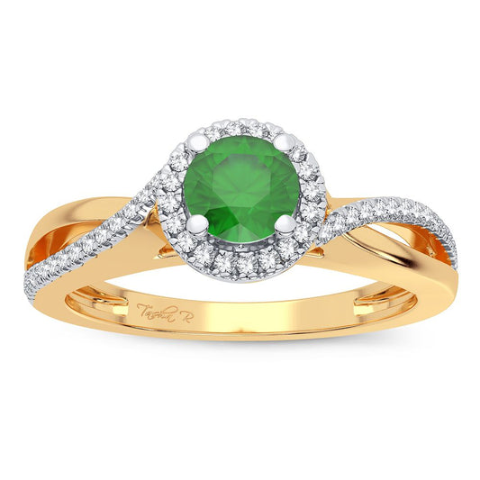 0.10 ct Emerald & Diamond Ring in 14K Gold