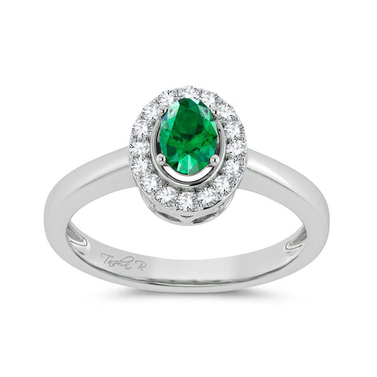 0.15 ct Emerald & Diamond Ring in 14K Gold
